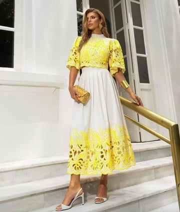 2025 New Australian Niche Short-Sleeved Top With Waist-Scuffed Long Dress Fashion Suit Woman